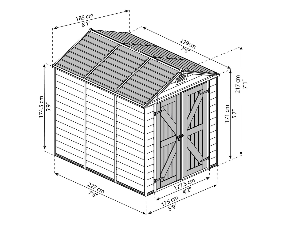 Canopia SkyLight 6' x 8' Shed - Tan