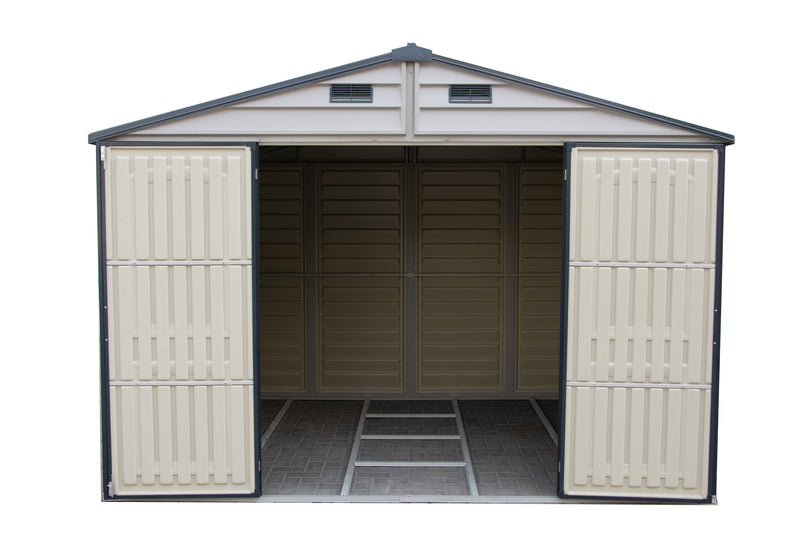 Duramax WoodSide Adobe Plus 10.5'x8' Shed with Foundation Kit and Window