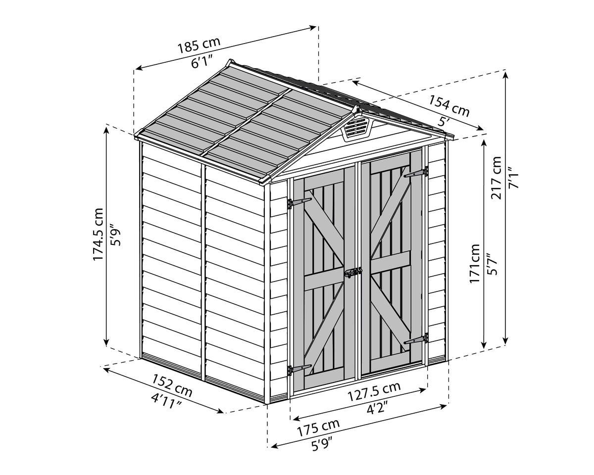 Canopia SkyLight 6' x 5' Shed - Gray/Tan