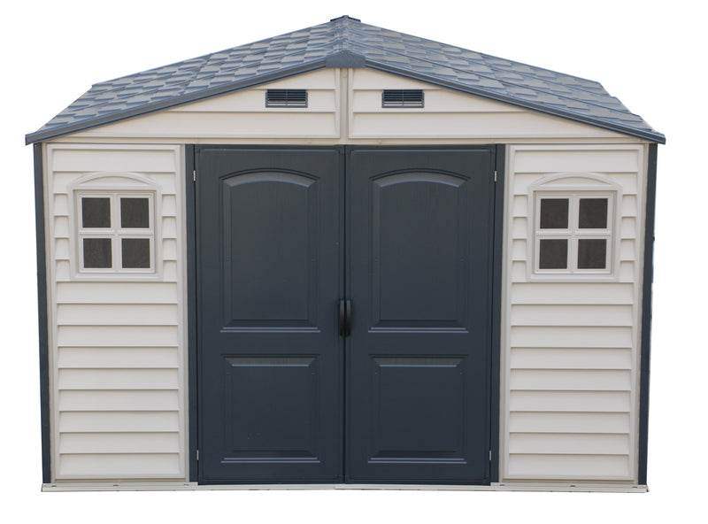 Duramax WoodSide Adobe Plus 10.5'x8' Shed with Foundation Kit and Window