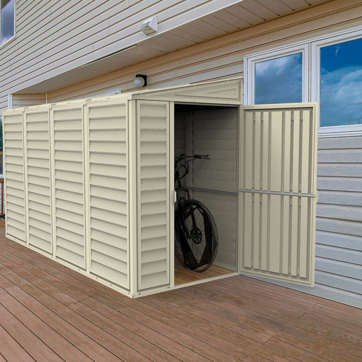 Duramax Sidemate 4'x10' Vinyl Resin Outdoor Storage Shed with Foundation Kit