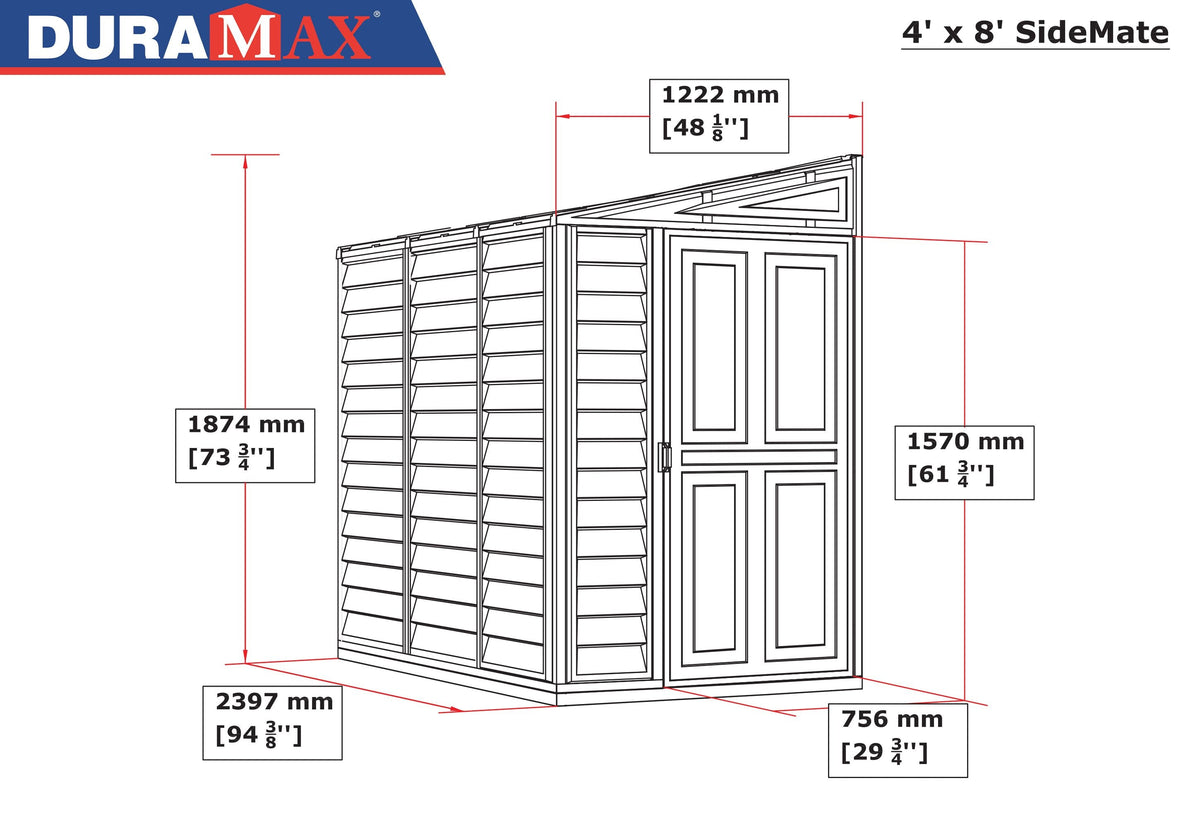 Duramax The SideMate 4'x8' Vinyl Shed - 36625