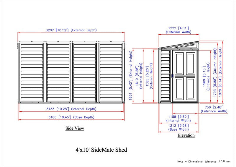 Duramax Sidemate Plus 4'x10' Vinyl Resin Shed with Foundation Kit