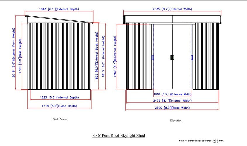 Duramax Pent Roof 8'x6' Shed with Skylight - 20552