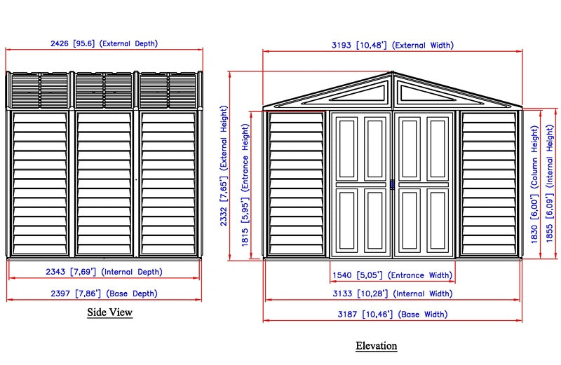 Duramax WoodSide Adobe Plus 10.5'x8' Shed with Foundation Kit and Window