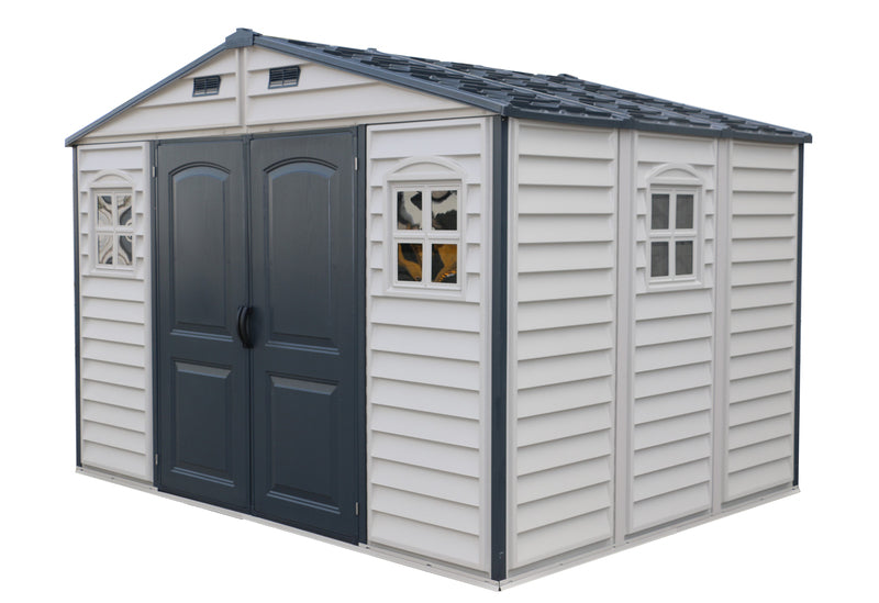 Duramax WoodSide Adobe Plus 10.5'x8' Shed with Foundation Kit and Window