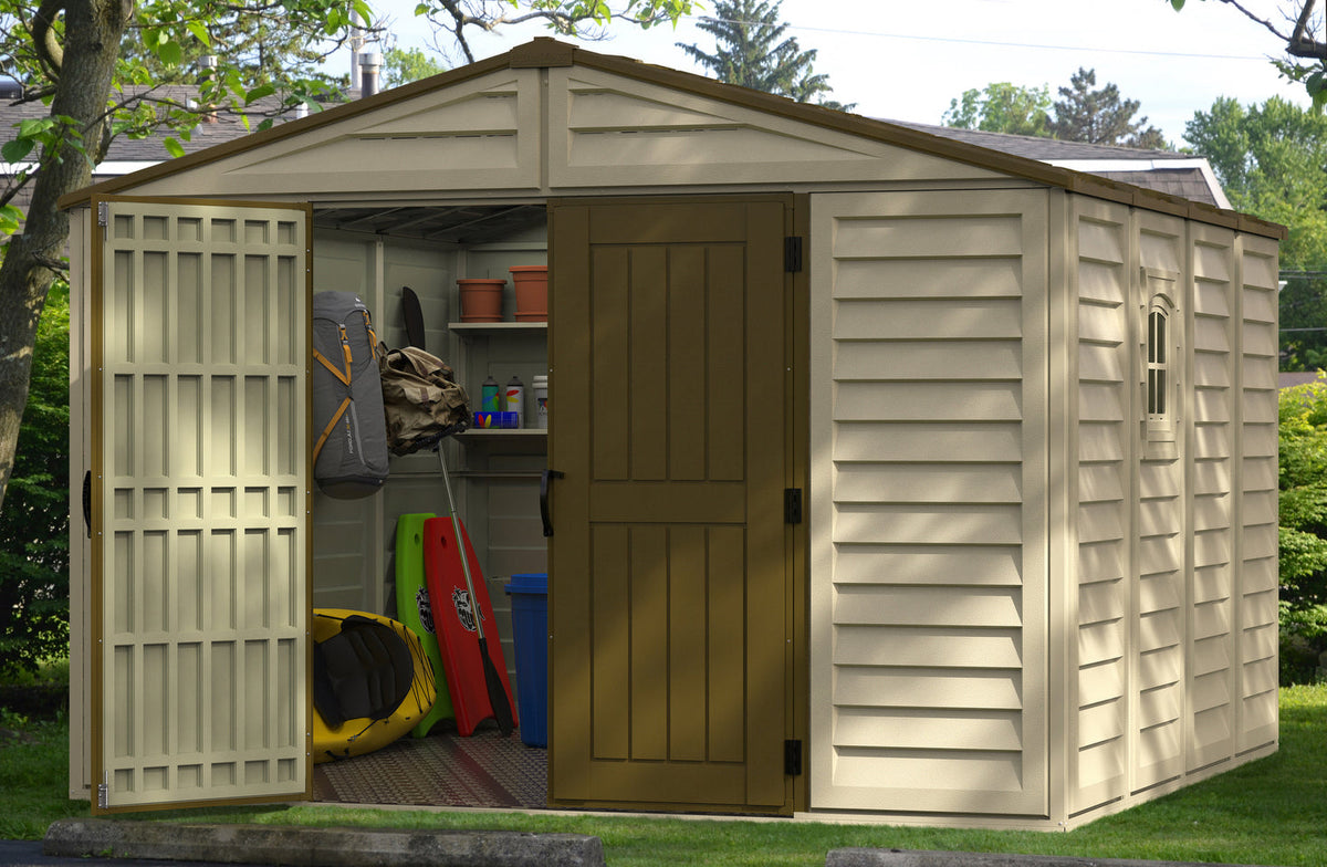 Duramax Woodbridge Plus Ivory 10.5'x10' Shed with Foundation - 40224