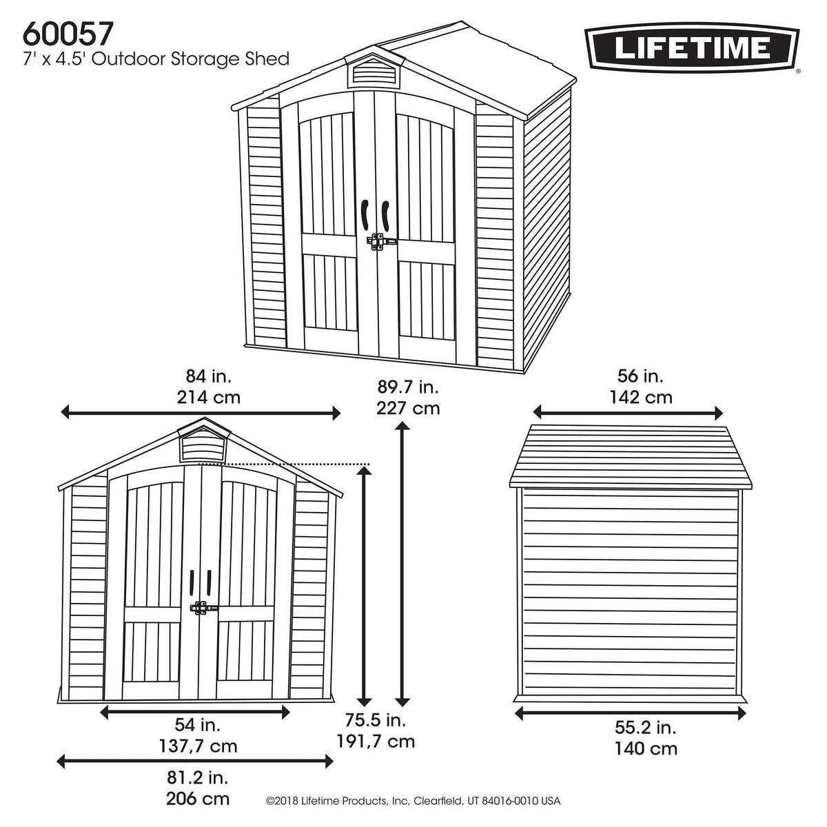 Lifetime 7 Ft. X 4.5 Ft. Outdoor Storage Shed - 60057