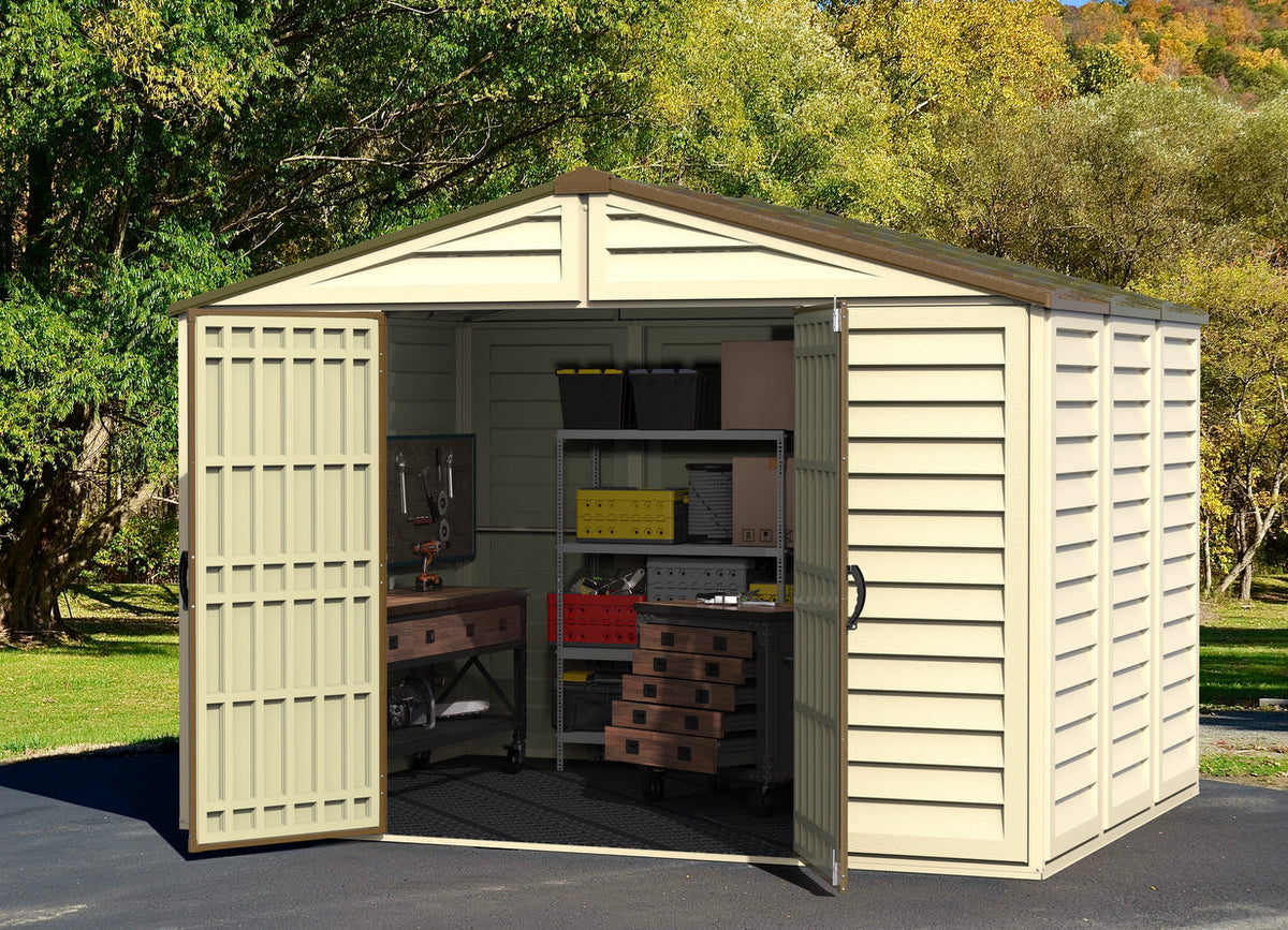 Duramax Woodbridge Plus Ivory 10.5'x8' Shed with Foundation - 40214