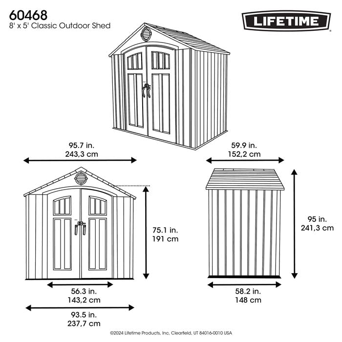 Lifetime 8 Ft. x 5 Ft. Classic Outdoor Storage Shed - 60468