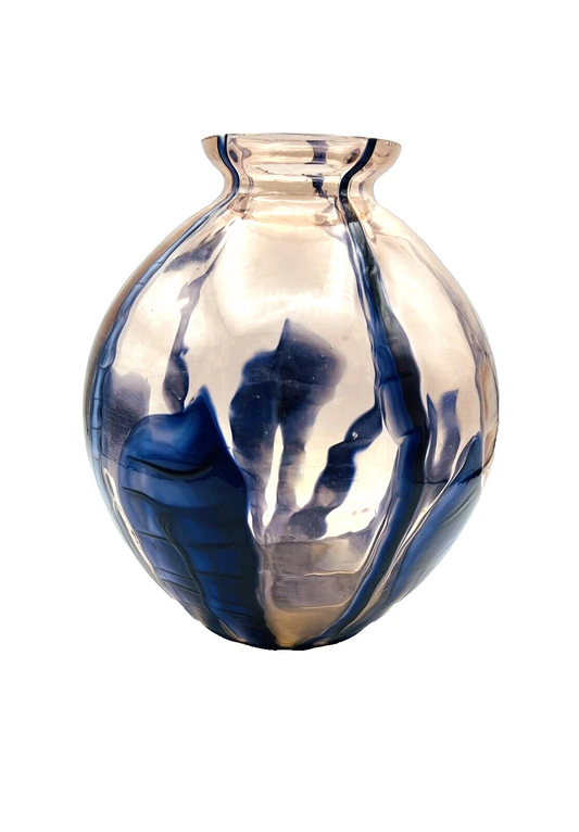 Vintage Art Deco Decorative Glass Vase – Blue & Pink Art Glass